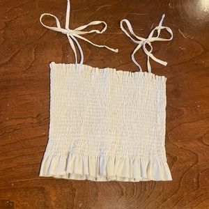 white stretchy tie tank top